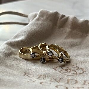 Kendra Scott Bundle of 4 Gold Rings - Drusy Stone Stacking Rings